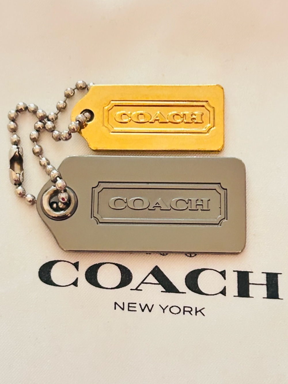 Coach Gunmetal And Gold Tag/ Keychain/ Bag Charm